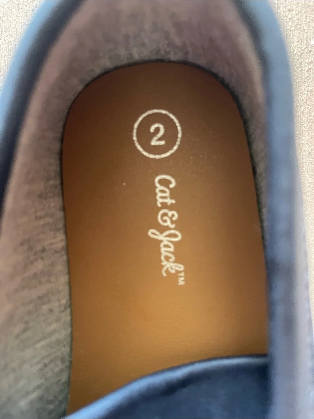 NWT Cat & Jack Boys Navy Blue Slip-On Loafer Shoes - Size 2 Youth